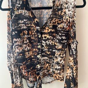 Bebe Black and Orange Blouse with Chic Appeal